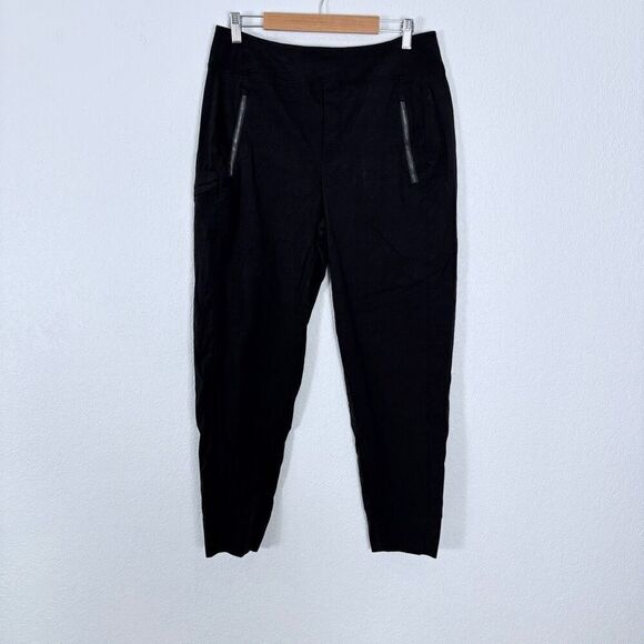 Athleta Ankle Jogger Nylon Pull On Pants Black w/ Zipper Pockets Size 10 - Picture 1 of 10